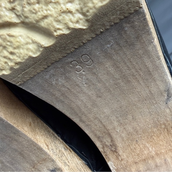 No. 6 Pull-on Shearling Wood Clog Boots on Mid Heel Black Suede Women's 39 8.5 - Picture 9 of 11